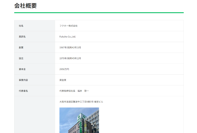フクホーの会社概要
